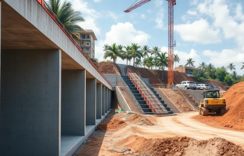 Concrete drainage construction site